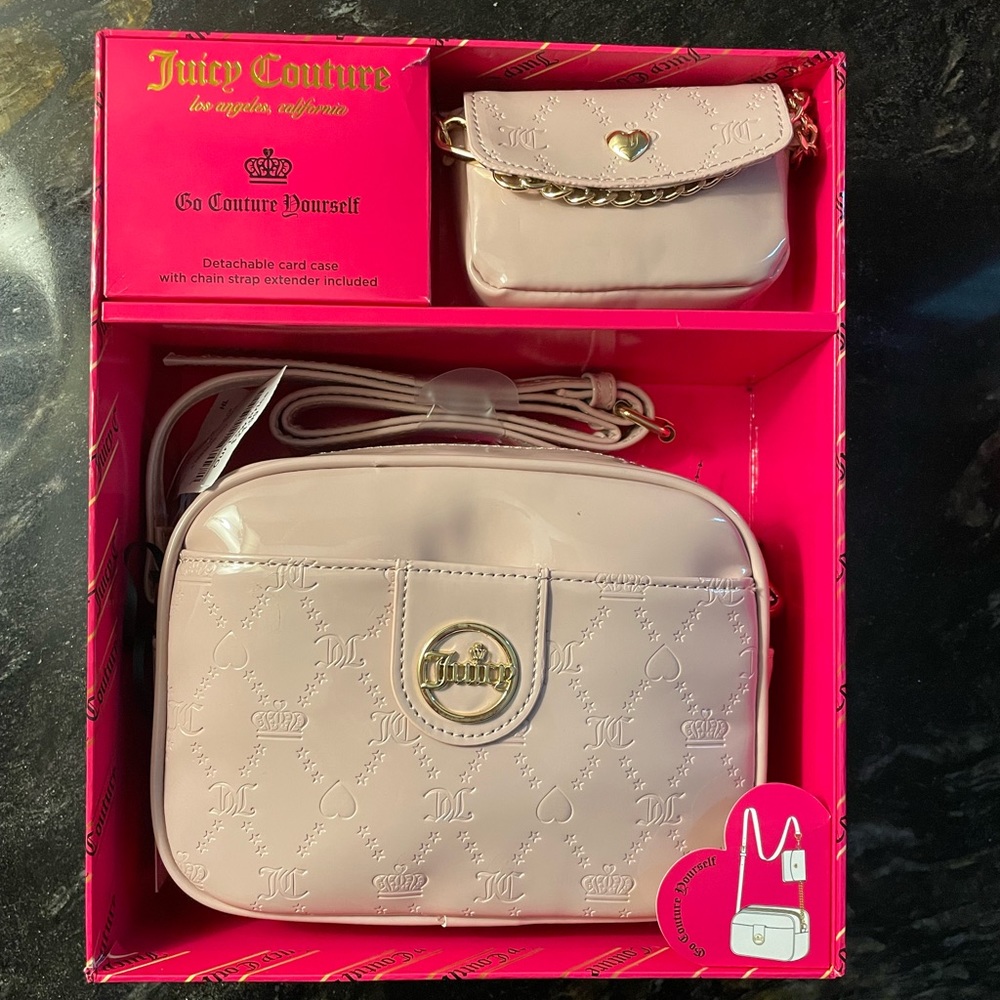 💖Juicy Couture Crown Dusty Blush Camera Crossbody & Coin Purse Gift Set